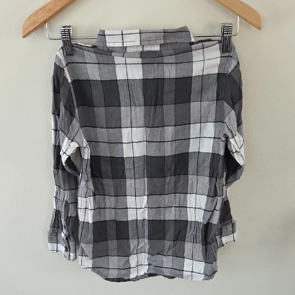 Old Navy Kids Causal Black and White Plaid Button Down Shirt